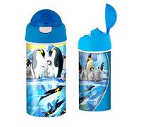 3D LiveLife Drinking Bottle - Penguin Plunge from Deluxebase. 3D Lenticular 600ml BPA Free Reusable Blue Water Bottle with Straw and Flip Top Lid. Leak Proof Animal Drinks Bottles with Penguin Design.