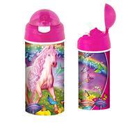 3D LiveLife Drinking Bottle - Pink Pony Dazzle from Deluxebase. 3D Lenticular Horse Water Bottle with Straw. 600ml kids drinks bottle with original artwork from renowned artist, Michael Searle