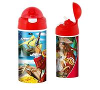 3D LiveLife Drinking Bottle - Pirate Island from Deluxebase. 3D Lenticular 600ml BPA Free Reusable Red Water Bottle with Straw and Flip Top Lid. Leak Proof Fantasy Drinks Bottles with Pirate Design.