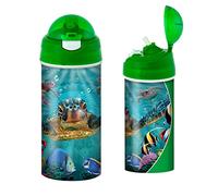 3D LiveLife Drinking Bottle - Tiny Bubbles from Deluxebase. 3D Lenticular 600ml BPA Free Reusable Green Water Bottle with Straw & Flip Top Lid. Leak Proof Animal Drinks Bottles with Sea Turtle Design.