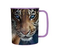 3D LiveLife Drinking Cup - Blue Eyes from Deluxebase. 300ml Plastic Mug with Tiger Theme, Reusable Coffee Cup, Portable Animal Tumbler for Camping, Picnic, Travel & Everyday Use.
