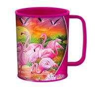 3D LiveLife Drinking Cup - Flamingo Lingo from Deluxebase. 300ml Plastic Mug with Bird Theme, Reusable Coffee Cup, Portable Animal Tumbler for Camping, Picnic, Travel & Everyday Use.