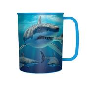 3D LiveLife Drinking Cup - Great White Sharks from Deluxebase. 300ml Plastic Mug with Shark Theme, Reusable Coffee Cup, Portable Animal Tumbler for Camping, Picnic, Travel & Everyday Use.