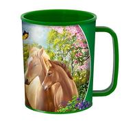 3D LiveLife Drinking Cup - Greener Pastures from Deluxebase. 300ml Plastic Mug with Horse Theme, Reusable Coffee Cup, Portable Animal Tumbler for Camping, Picnic, Travel & Everyday Use.