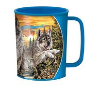 3D LiveLife Drinking Cup - Jumping Wolves from Deluxebase. 300ml Plastic Mug with Wolf Theme, Reusable Coffee Cup, Portable Animal Tumbler for Camping, Picnic, Travel & Everyday Use.