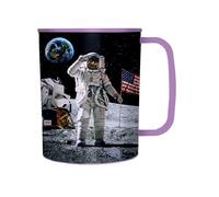 3D LiveLife Drinking Cup - Moon Landing from Deluxebase. 300ml Plastic Mug with Space Theme, Reusable Coffee Cup, Portable Animal Tumbler for Camping, Picnic, Travel & Everyday Use.