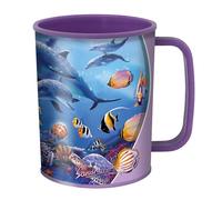 3D LiveLife Drinking Cup - Seahorse Kingdom from Deluxebase. 300ml Plastic Mug with Ocean Theme, Reusable Coffee Cup, Portable Animal Tumbler for Camping, Picnic, Travel & Everyday Use.