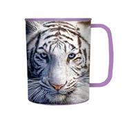 3D LiveLife Drinking Cup - White Tiger Repose from Deluxebase. 300ml Plastic Mug with Big Cat Theme, Reusable Coffee Cup, Portable Animal Tumbler for Camping, Picnic, Travel & Everyday Use.