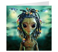 3D LiveLife Greeting Card - Aliendred from Deluxebase. Blank Card with Lenticular 3D Image and Envelope. Unique Notecard for All Occasions and Premium Stationery Sets.