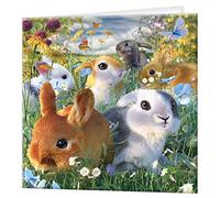 3D LiveLife Greeting Card - Bunnies from Deluxebase. Blank Card with Lenticular 3D Rabbit Image and Envelope. Unique Notecard for All Occasions and Premium Stationery Sets.