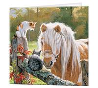3D LiveLife Greeting Card - Just Visiting from Deluxebase. Blank Card with Lenticular 3D Horse & Cat Image and Envelope. Unique Notecard for All Occasions and Premium Stationery Sets.