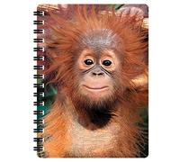 3D LiveLife Jotter - Baby Orangutan from Deluxebase. Spiral Bound A6 Notebook with 80 Plain Recycled Pages. Pocket Sized Animal Notepad, Journal or Drawing Book with Monkey Cover