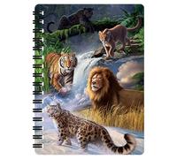 3D LiveLife Jotter - Big Cats Expedition from Deluxebase. Spiral Bound A6 Notebook with 80 Plain Recycled Pages. Pocket Sized Animal Notepad, Journal or Drawing Book with Safari Cover
