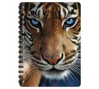 3D LiveLife Jotter - Blue Eyes from Deluxebase. Spiral Bound A6 Notebook with 80 Plain Recycled Pages. Pocket Sized Animal Notepad, Journal or Drawing Book with Tiger Cover