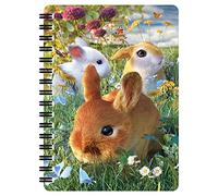 3D LiveLife Jotter - Bunnies from Deluxebase. Spiral Bound A6 Notebook with 80 Plain Recycled Pages. Pocket Sized Animal Notepad, Journal or Drawing Book with Rabbit Cover