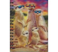 3D LiveLife Jotter - Cool Meerkats from Deluxebase. Spiral Bound A6 Notebook with 80 Plain Recycled Pages. Pocket Sized Animal Notepad, Journal or Drawing Book with Cute Cover