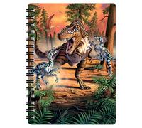 3D LiveLife Jotter - Dino Battle from Deluxebase. Spiral Bound A6 Notebook with 80 Plain Recycled Pages. Pocket Sized Animal Notepad, Journal or Drawing Book with Dinosaur Cover