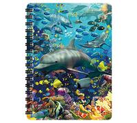 3D LiveLife Jotter - Dolphin Delight from Deluxebase. Spiral Bound A6 Notebook with 80 Plain Recycled Pages. Pocket Sized Animal Notepad, Journal or Drawing Book with Ocean Cover