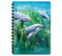 3D LiveLife Jotter - Dolphin Kelp Bed from Deluxebase. Spiral Bound A6 Notebook with 80 Plain Recycled Pages. Pocket Sized Animal Notepad, Journal or Drawing Book with Ocean Cover