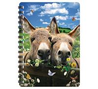 3D LiveLife Jotter - Donkeys from Deluxebase. Spiral Bound A6 Notebook with 80 Plain Recycled Pages. Pocket Sized Animal Notepad, Journal or Drawing Book with Cute Cover