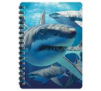 3D LiveLife Jotter - Great White Sharks from Deluxebase. Spiral Bound A6 Notebook with 80 Plain Recycled Pages. Pocket Sized Animal Notepad, Journal or Drawing Book with Ocean Cover