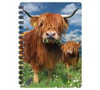3D LiveLife Jotter - Highland Cattle from Deluxebase. Lenticular 3D Cow A6 Spiral Notebook with plain recycled paper pages. Artwork licensed from renowned artist David Penfound