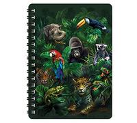 3D LiveLife Jotter - Jungle Pals from Deluxebase. Spiral Bound A6 Notebook with 80 Plain Recycled Pages. Pocket Sized Animal Notepad, Journal or Drawing Book with Cute Cover