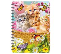 3D LiveLife Jotter - Kitten Fun Time from Deluxebase. Spiral Bound A6 Notebook with 80 Plain Recycled Pages. Pocket Sized Animal Notepad, Journal or Drawing Book with Cat Cover