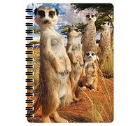 3D LiveLife Jotter - Meerkat Gaze from Deluxebase. Spiral Bound A6 Notebook with 80 Plain Recycled Pages. Pocket Sized Animal Notepad, Journal or Drawing Book with Cute Cover