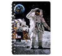 3D LiveLife Jotter - Moon Landing from Deluxebase. Spiral Bound A6 Notebook with 80 Plain Recycled Pages. Pocket Sized Space Notepad, Journal or Drawing Book with Astronaut Cover