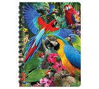 3D LiveLife Jotter - Parrot Pandemonia from Deluxebase. Lenticular 3D Tropical Bird A6 Spiral Notebook with plain recycled paper pages. Artwork licensed from renowned artist David Penfound
