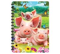 3D LiveLife Jotter - Pig Pen from Deluxebase. Spiral Bound A6 Notebook with 80 Plain Recycled Pages. Pocket Sized Animal Notepad, Journal or Drawing Book with Cute Cover