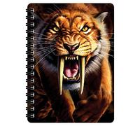 3D LiveLife Jotter - Sabertooth from Deluxebase. Lenticular 3D Tiger A6 Spiral Notebook with plain recycled paper pages. Artwork licensed from renowned artist Jerry LoFaro