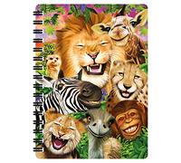 3D LiveLife Jotter - Safari Smiles from Deluxebase. Spiral Bound A6 Notebook with 80 Plain Recycled Pages. Pocket Sized Animal Notepad, Journal or Drawing Book with Big Cat Cover