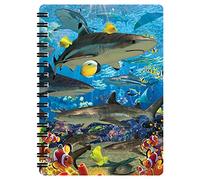 3D LiveLife Jotter - Shark Reef from Deluxebase. Spiral Bound A6 Notebook with 80 Plain Recycled Pages. Pocket Sized Animal Notepad, Journal or Drawing Book with Ocean Cover