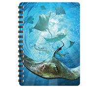 3D LiveLife Jotter - Sting Rays from Deluxebase. Spiral Bound A6 Notebook with 80 Plain Recycled Pages. Pocket Sized Animal Notepad, Journal or Drawing Book with Ocean Cover