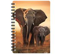 3D LiveLife Jotter - Sunset Stroll from Deluxebase. Spiral Bound A6 Notebook with 80 Plain Recycled Pages. Pocket Sized Animal Notepad, Journal or Drawing Book with Elephant Cover