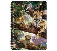 3D LiveLife Jotter - Treetop Leopards from Deluxebase. Spiral Bound A6 Notebook with 80 Plain Recycled Pages. Pocket Sized Animal Notepad, Journal or Drawing Book with Big Cat Cover