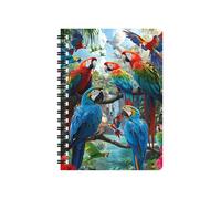 3D LiveLife Jotter - Tropical Troupe from Deluxebase. Spiral Bound A6 Notebook with 80 Plain Recycled Pages. Pocket Sized Animal Notepad, Journal or Drawing Book with Parrot Cover