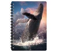 3D LiveLife Jotter - Whale Jump from Deluxebase. Spiral Bound A6 Notebook with 80 Plain Recycled Pages. Pocket Sized Animal Notepad, Journal or Drawing Book with Ocean Cover