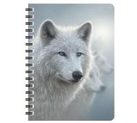 3D LiveLife Jotter - White Out from Deluxebase. Spiral Bound A6 Notebook with 80 Plain Recycled Pages. Pocket Sized Animal Notepad, Journal or Drawing Book with Wolf Cover