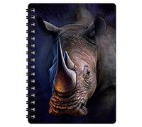 3D LiveLife Jotter - White Rhino from Deluxebase. Spiral Bound A6 Notebook with 80 Plain Recycled Pages. Pocket Sized Animal Notepad, Journal or Drawing Book with Rhino Cover
