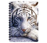 3D LiveLife Jotter - White Tiger Repose from Deluxebase. Spiral Bound A6 Notebook with 80 Plain Recycled Pages. Pocket Sized Animal Notepad, Journal or Drawing Book with Big Cat Cover