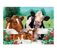 3D LiveLife Lenticular Pictures - Bees & Cows from Deluxebase. A3 Unframed Deep 3D Effect Animal Wall Art for Living Room, Bedroom or Kitchen. Unique Cow Print Poster for Home Decor.