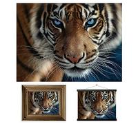 3D LiveLife Lenticular Pictures - Blue Eyes from Deluxebase. A3 Unframed Deep 3D Effect Animal Wall Art for Living Room, Bedroom or Kitchen. Unique Tiger Print Poster for Home Decor.