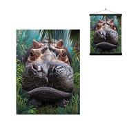 3D LiveLife Lenticular Pictures - Close Encounter from Deluxebase. A3 Unframed Deep 3D Effect Animal Wall Art for Living Room, Bedroom or Kitchen. Unique Hippo Print Poster for Home Decor.