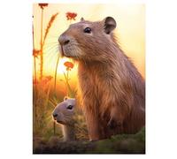 3D LiveLife Lenticular Pictures - Cute Capybaras from Deluxebase. A3 Unframed Deep 3D Effect Animal Wall Art for Living Room, Bedroom or Kitchen. Unique Capybara Print Poster for Home Decor.