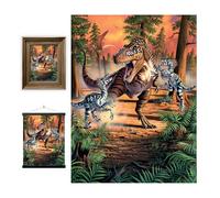 3D LiveLife Lenticular Pictures - Dino Battle from Deluxebase. A3 Unframed Deep 3D Effect Dino Wall Art for Living Room, Bedroom or Kitchen. Unique Dinosaur Print Poster for Home Decor.