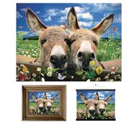 3D LiveLife Lenticular Pictures - Donkeys from Deluxebase. A3 Unframed Deep 3D Effect Animal Wall Art for Living Room, Bedroom or Kitchen. Unique Donkey Print Poster for Home Decor.