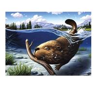 3D LiveLife Lenticular Pictures - Eager Beaver from Deluxebase. A3 Unframed Deep 3D Effect Animal Wall Art for Living Room, Bedroom or Kitchen. Unique Beaver Print Poster for Home Decor.